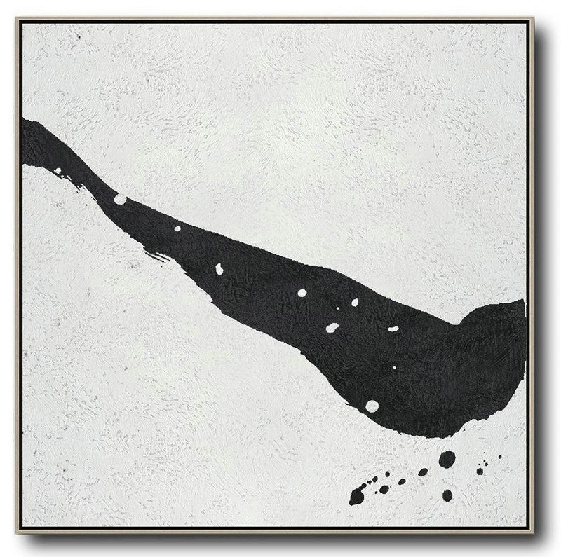 Handmade Extra Large Contemporary Painting,Oversized Minimal Black And White Painting - Custom Oil Painting